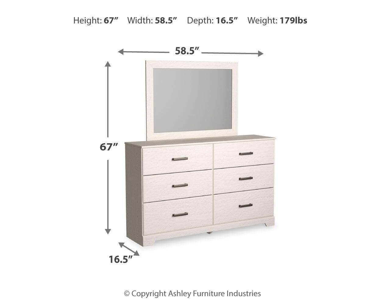 Stelsie White King Panel Bed, Dresser, Mirror, Chest and 2 Nightstands (Online Special Price)