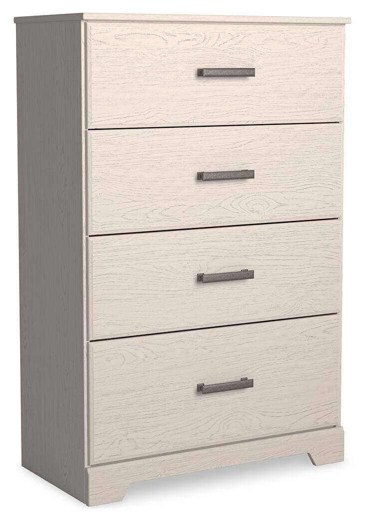 Stelsie White King Panel Bed, Dresser, Mirror, Chest and 2 Nightstands (Online Special Price)