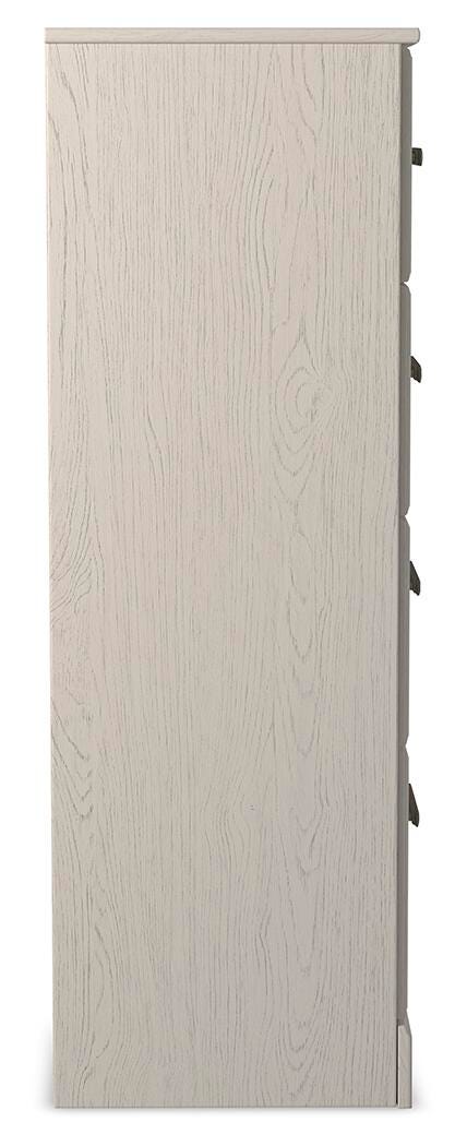 Stelsie White King Panel Bed, Dresser, Mirror, Chest and 2 Nightstands (Online Special Price)