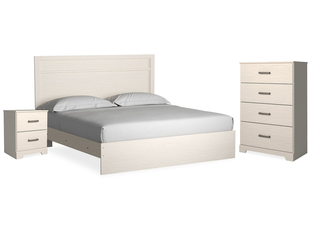 Stelsie White King Panel Bedroom Set with Chest and Nightstand - Ornate Home