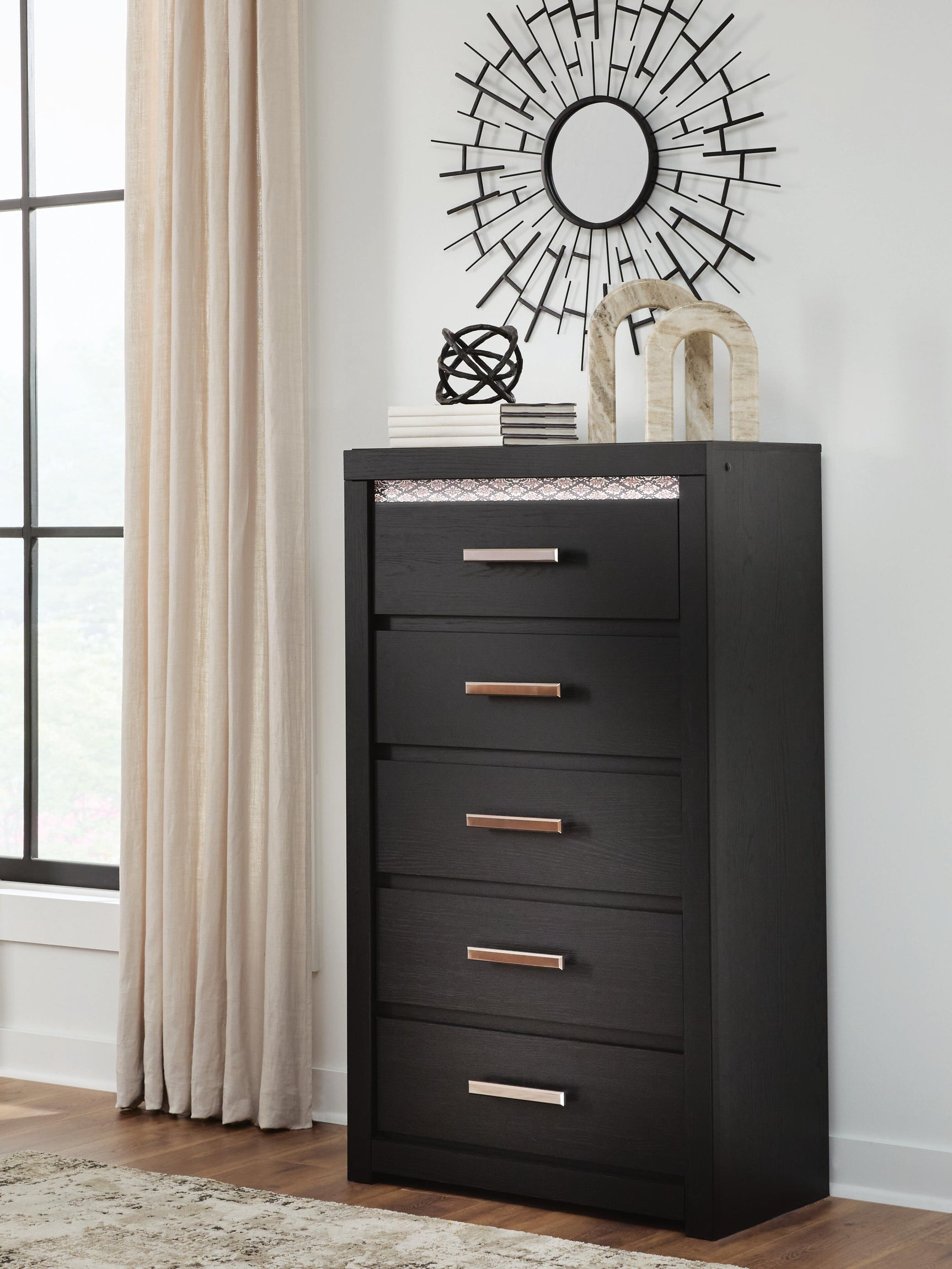 Brizmore Black Five Drawer Chest