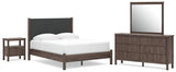 Pamytta Brown Queen Panel Bed, Dresser, Mirror and Nightstand