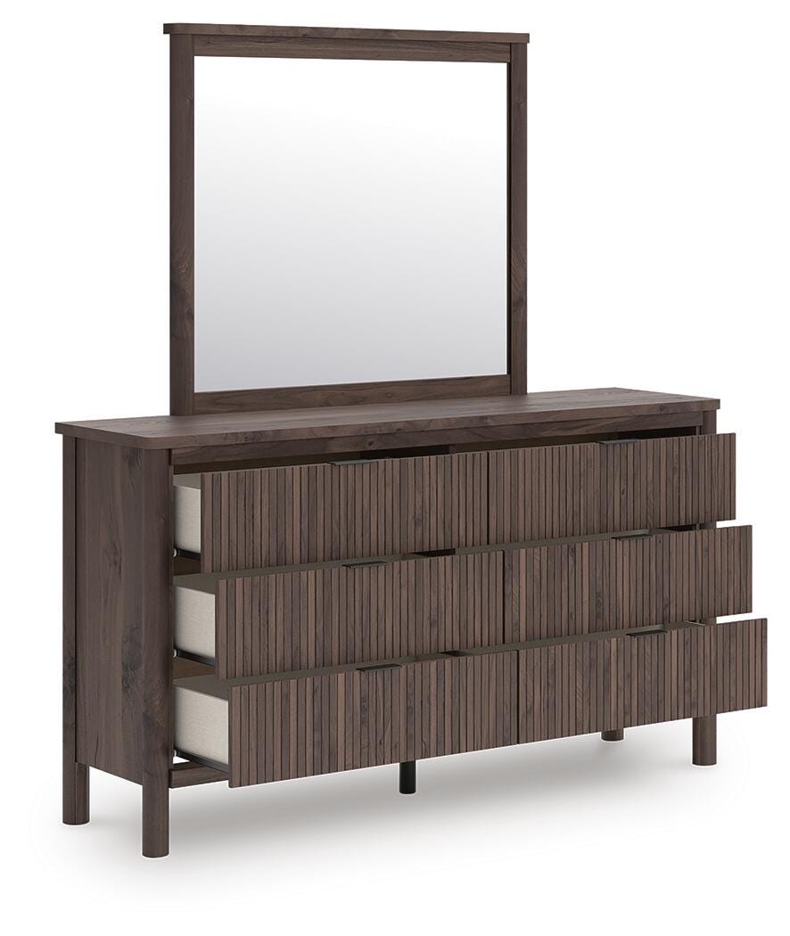 Pamytta Brown Queen Panel Bed, Dresser, Mirror and Nightstand