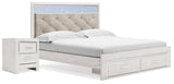 Altyra White King Storage Panel Bed and Nightstand