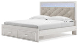 Altyra White King Storage Panel Bed and Nightstand