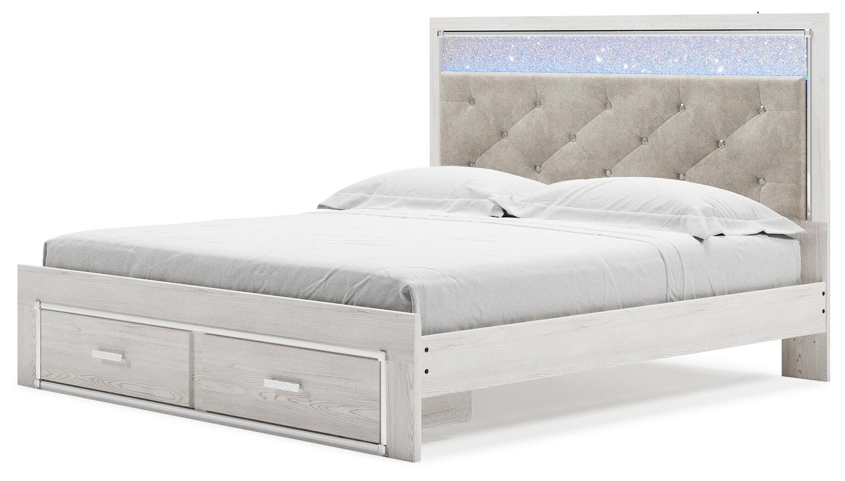 Altyra White King Storage Panel Bed and Nightstand