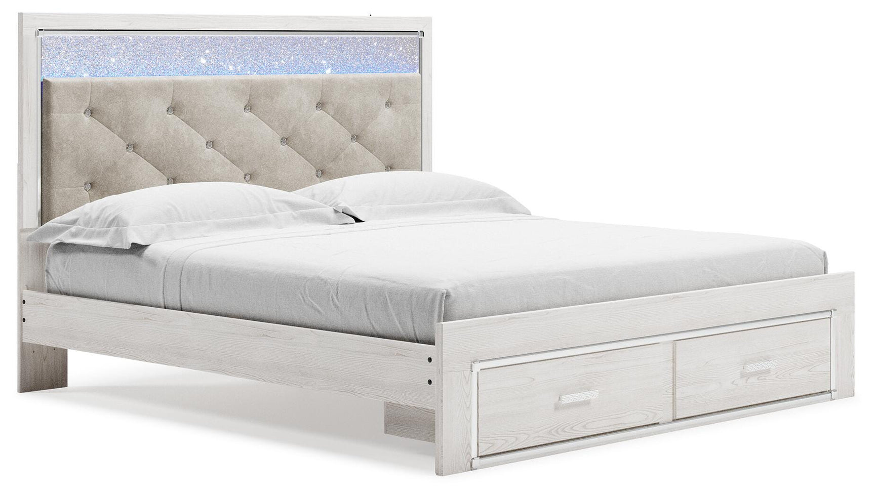 Altyra White King Storage Panel Bed and Nightstand