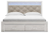 Altyra White King Storage Panel Bed and Nightstand