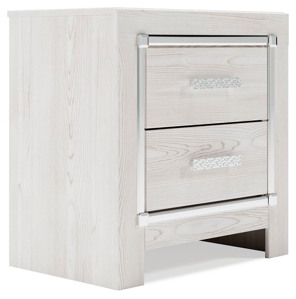Altyra White King Storage Panel Bed and Nightstand