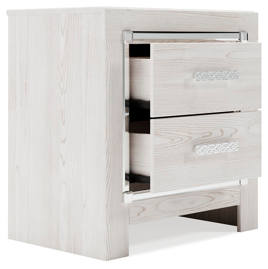 Altyra White King Storage Panel Bed and Nightstand