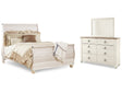 Willowton Whitewash Queen Sleigh Bedroom Set with Dresser and Mirror - Ornate Home