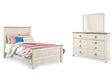 Willowton Whitewash Full Panel Bedroom Set with Dresser and Mirror - Ornate Home