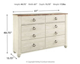 Willowton Whitewash Twin Panel Bedroom Set with Dresser - Ornate Home