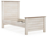 Willowton Whitewash Twin Panel Bed, Dresser and Mirror (Online Special Price)