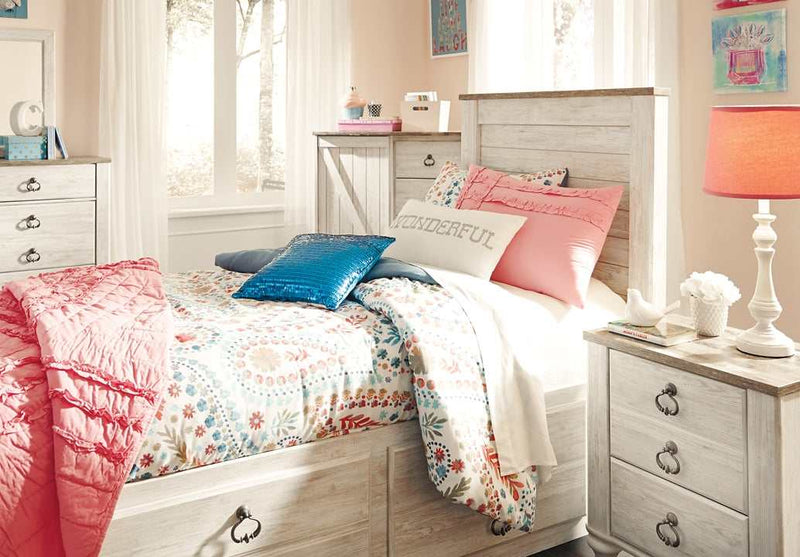 Willowton Twin Panel Bed w/ 2 Storage Drawers