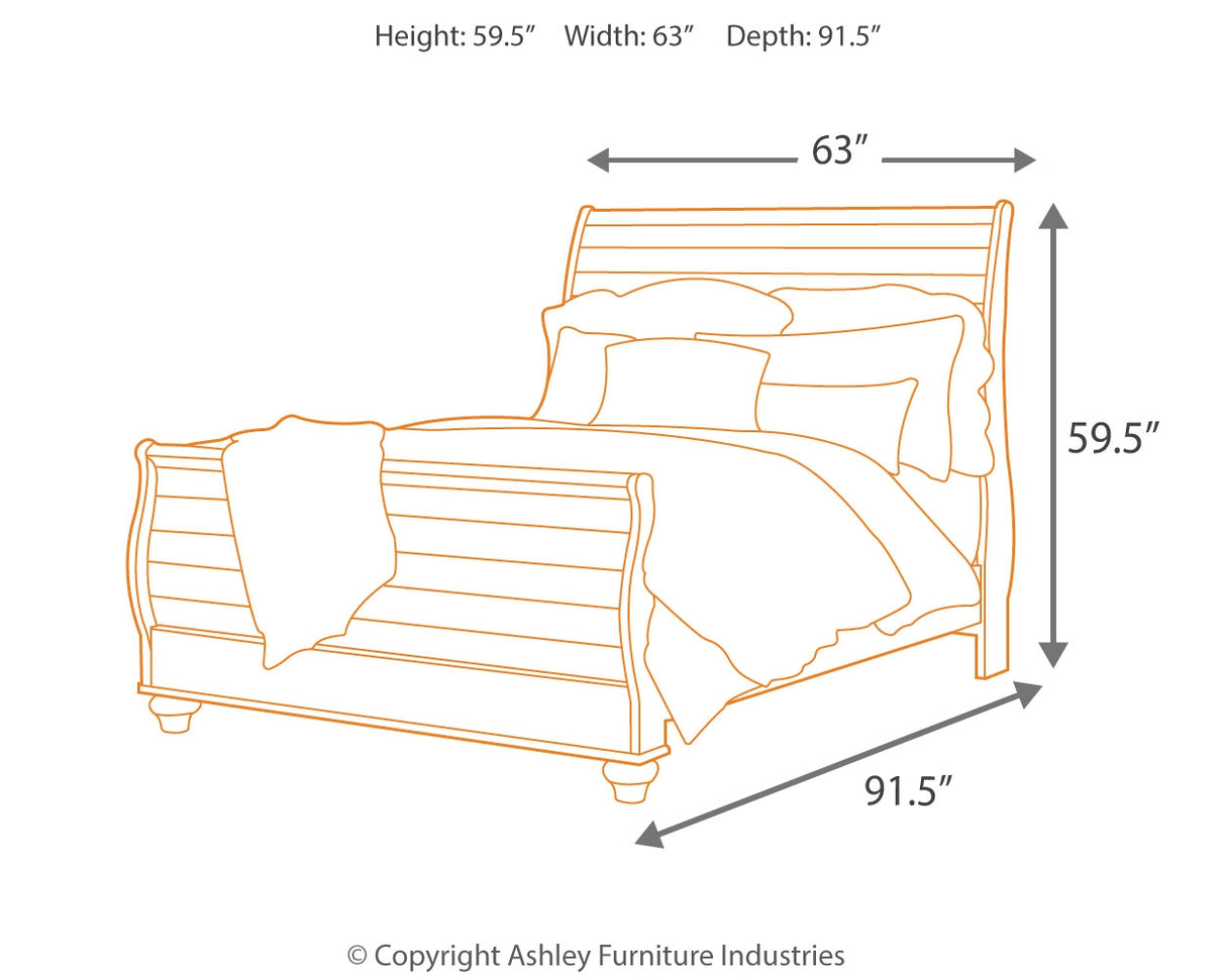 Willowton Whitewash Queen Sleigh Bed - Ornate Home