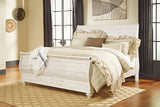 Willowton Whitewash King Sleigh Bedroom Set with Dresser, Mirror and Chest - Ornate Home