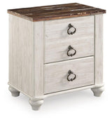 Willowton Whitewash King Sleigh Bed and 2 Nightstands (Online Special Price)