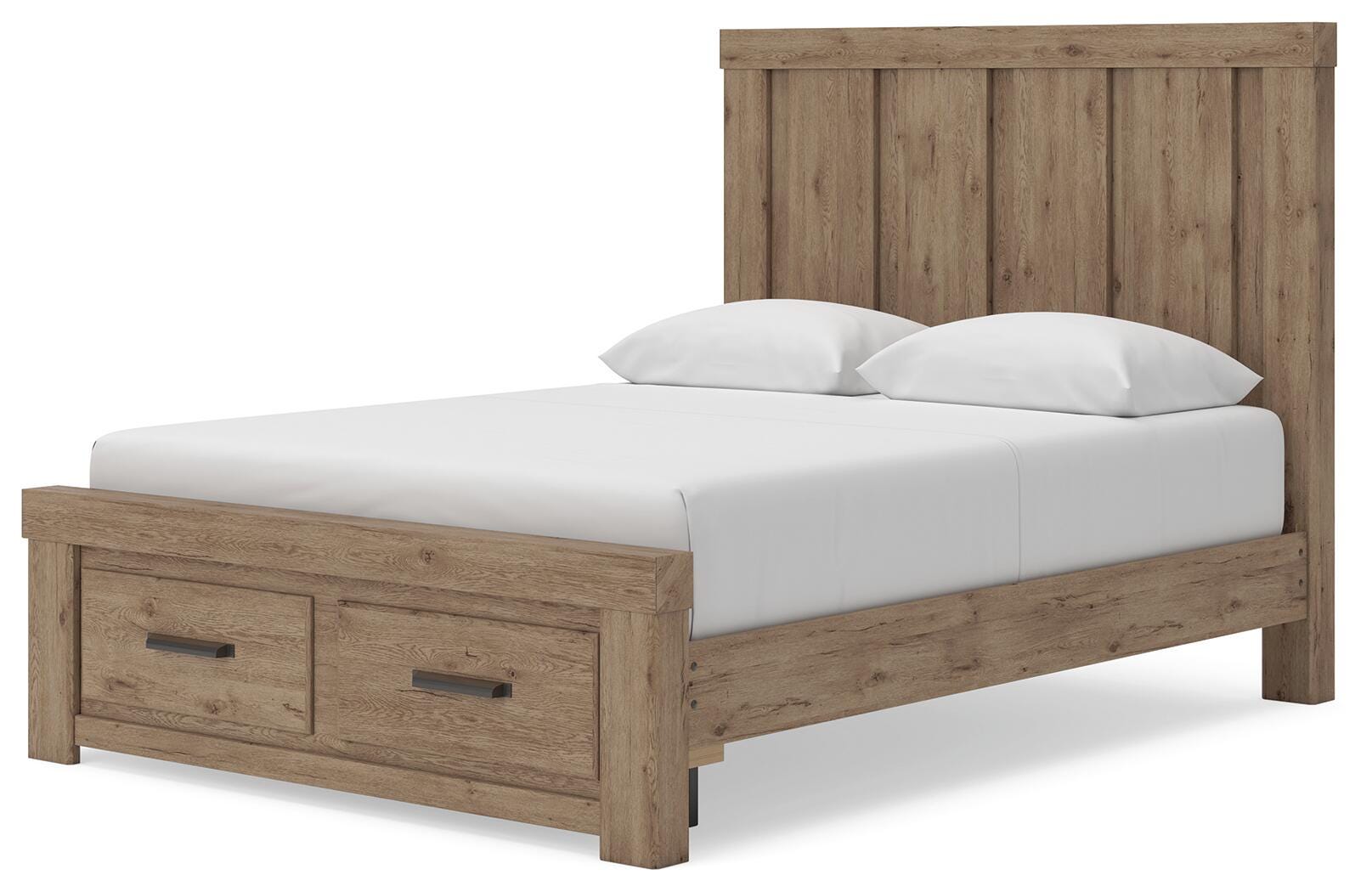 Garistyn Light Brown Queen Panel Storage Bed