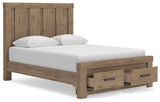Garistyn Light Brown Queen Panel Storage Bed