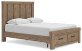 Garistyn Light Brown Queen Panel Storage Bed