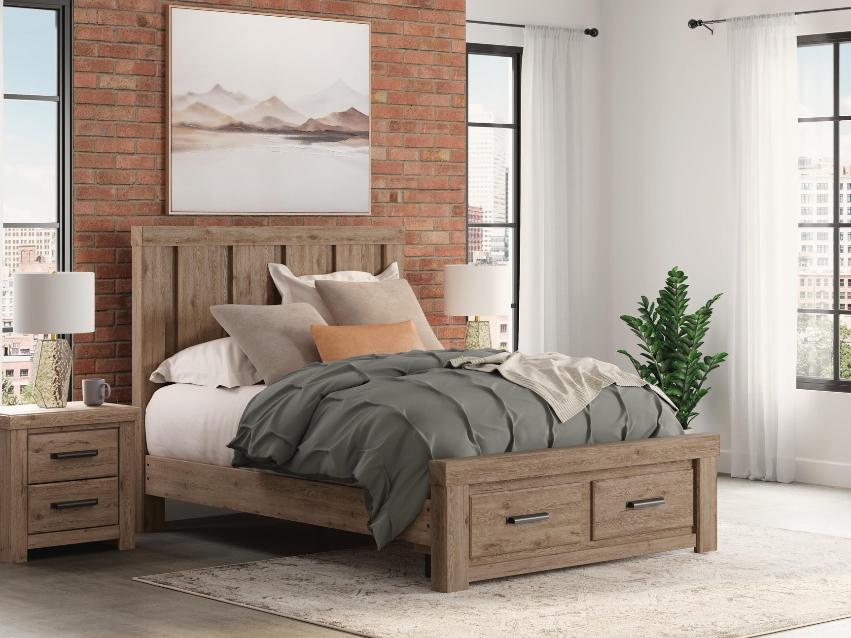 Garistyn Light Brown Queen Panel Storage Bed (Online Special Price)