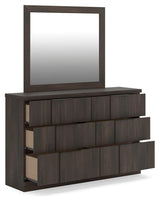 Shaehartin Dark Brown Dresser and Mirror (Online Special Price)