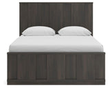 Shaehartin Dark Brown Queen Panel Platform Bed