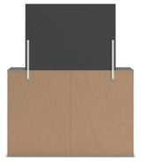 Fraluna Charcoal Queen Panel Bed, Dresser, Mirror, and Nightstand
