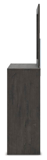 Fraluna Charcoal Queen Panel Bed, Dresser, Mirror, and Nightstand