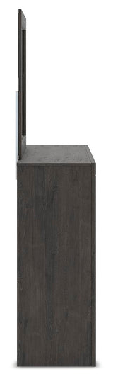 Fraluna Charcoal Queen Panel Bed, Dresser, Mirror, and Nightstand