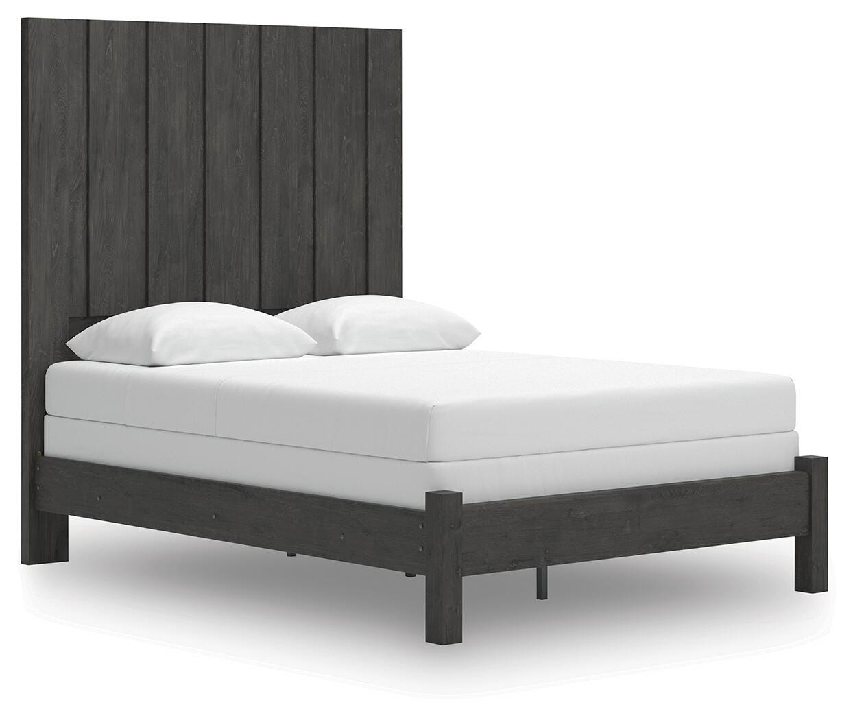 Fraluna Charcoal Queen Panel Bed, Dresser, Mirror, and Nightstand