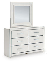Zuraleus White King Upholstered Panel Bed, Dresser, Mirror and Nightstand (Online Special Price)