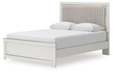 Birmonton White Queen Upholstered Panel Platform Bed