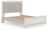 Birmonton White Queen Upholstered Panel Platform Bed