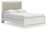 Birmonton White Queen Upholstered Panel Platform Bed