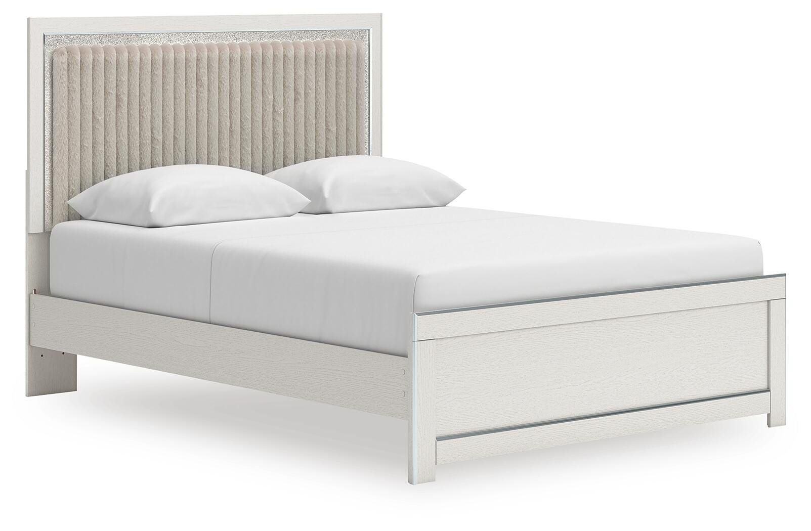 Birmonton White Queen Upholstered Panel Platform Bed