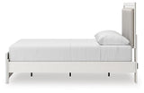 Birmonton White Queen Upholstered Panel Platform Bed