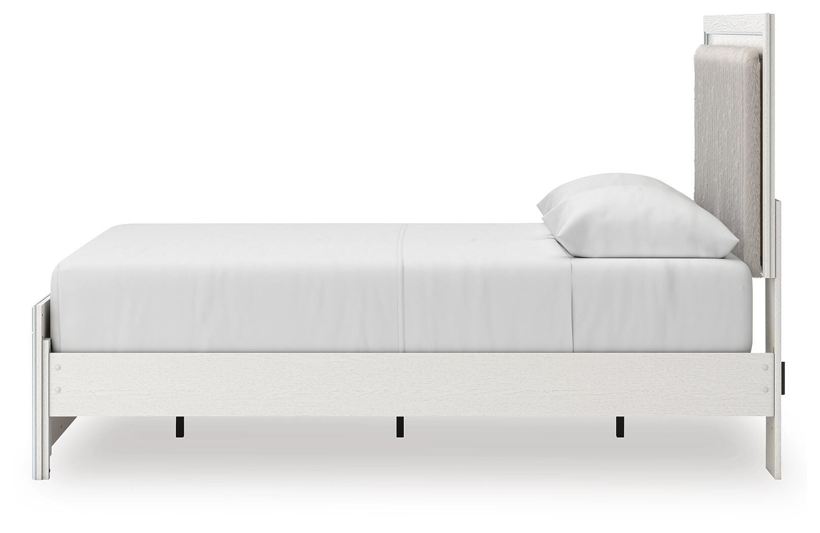 Birmonton White Queen Upholstered Panel Platform Bed