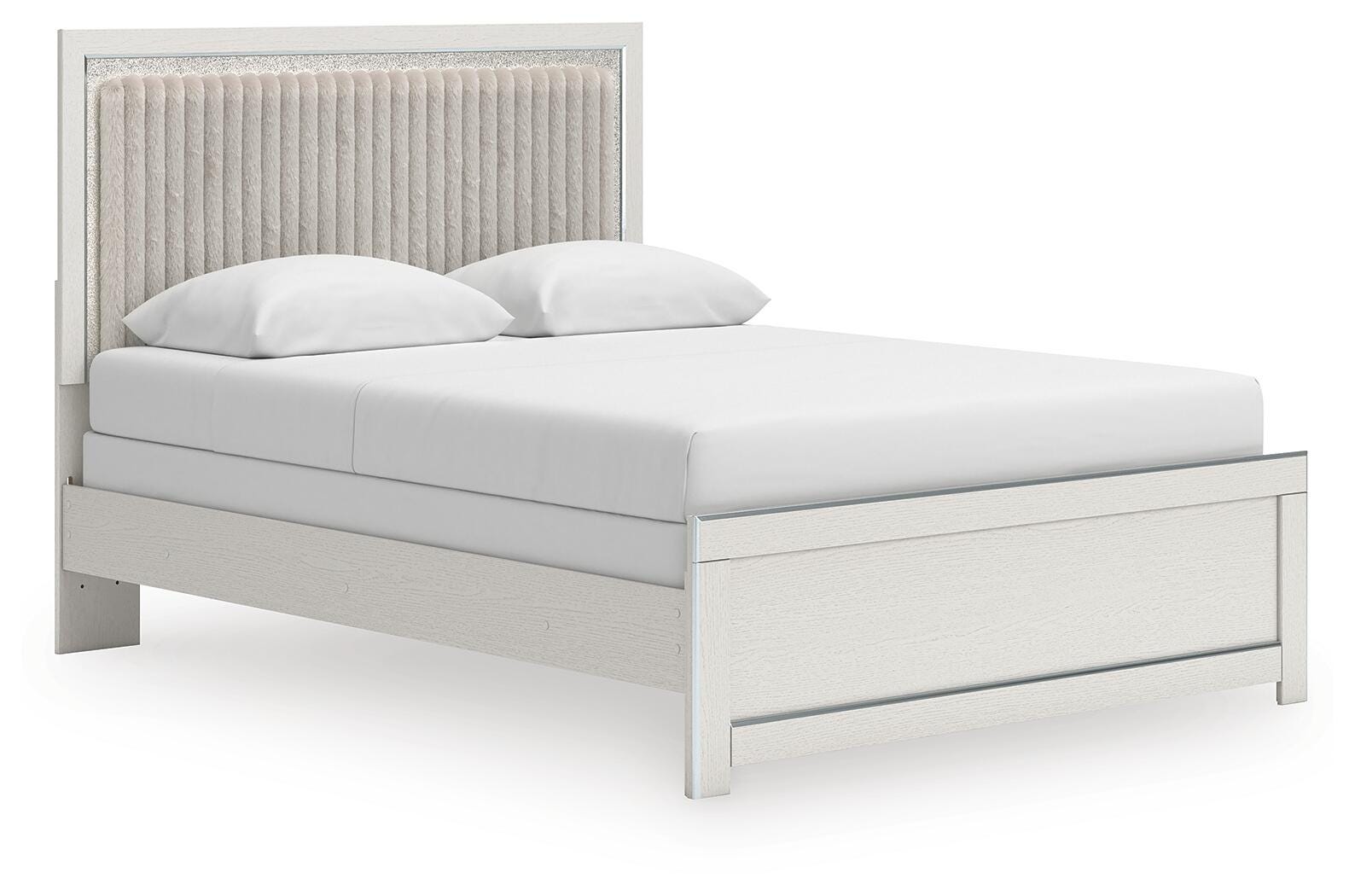 Birmonton White Queen Upholstered Panel Bed