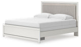 Zuraleus White King Upholstered Panel Bed, Dresser, Mirror and Nightstand (Online Special Price)
