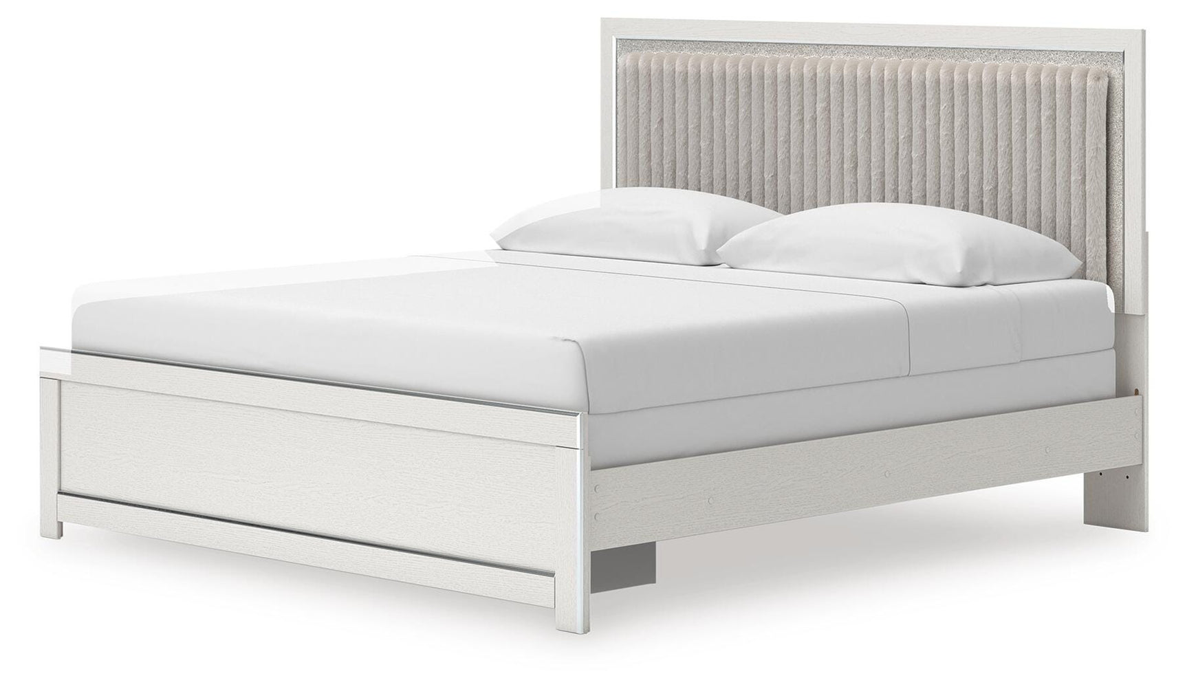 Birmonton White King Upholstered Panel Bed