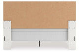 Zuraleus White King Upholstered Panel Bed, Dresser, Mirror and Nightstand (Online Special Price)
