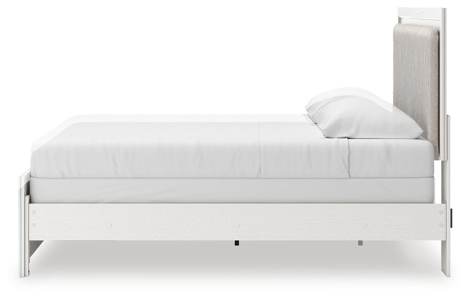 Zuraleus White King Upholstered Panel Bed, Dresser, Mirror and Nightstand (Online Special Price)