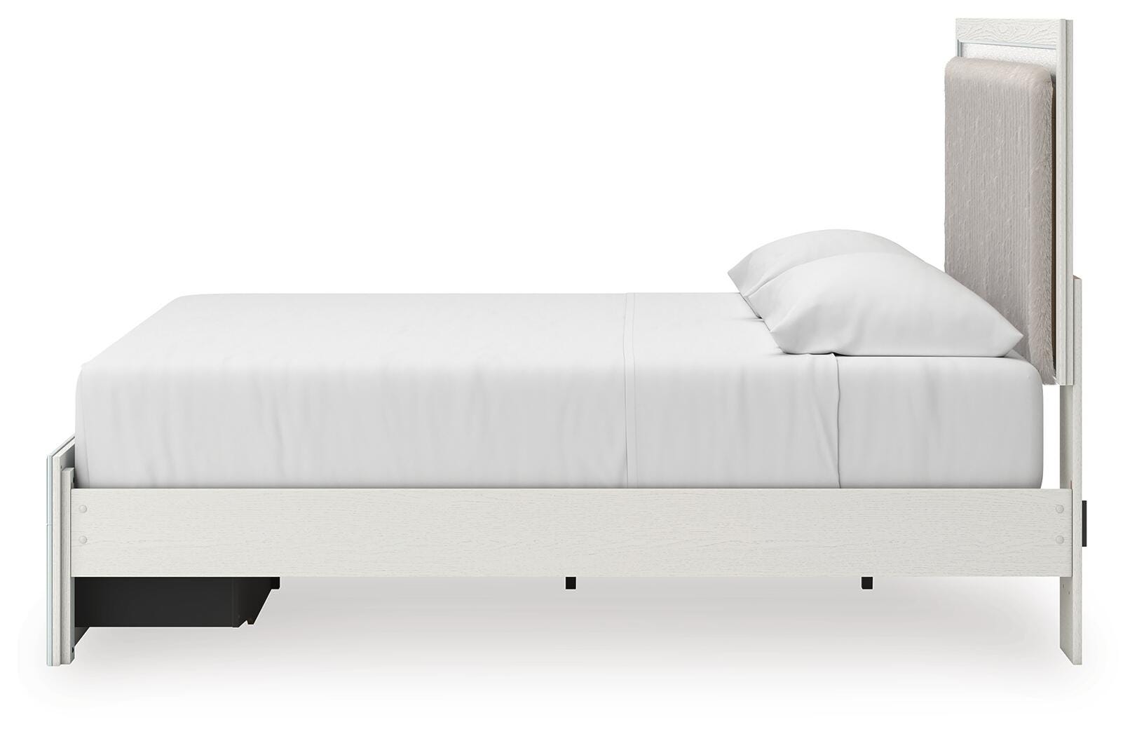 Birmonton White King Upholstered Panel Platform Storage Bed (Online Special Price)