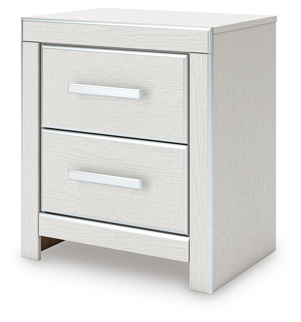 Zuraleus White King Upholstered Panel Bed, Dresser, Mirror and Nightstand (Online Special Price)