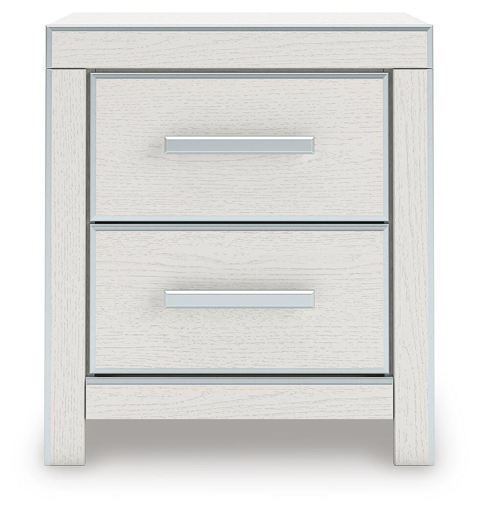Zuraleus White King Upholstered Panel Bed, Dresser, Mirror and Nightstand (Online Special Price)