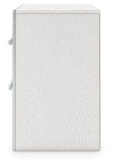 Zuraleus White King Upholstered Panel Bed, Dresser, Mirror and Nightstand (Online Special Price)