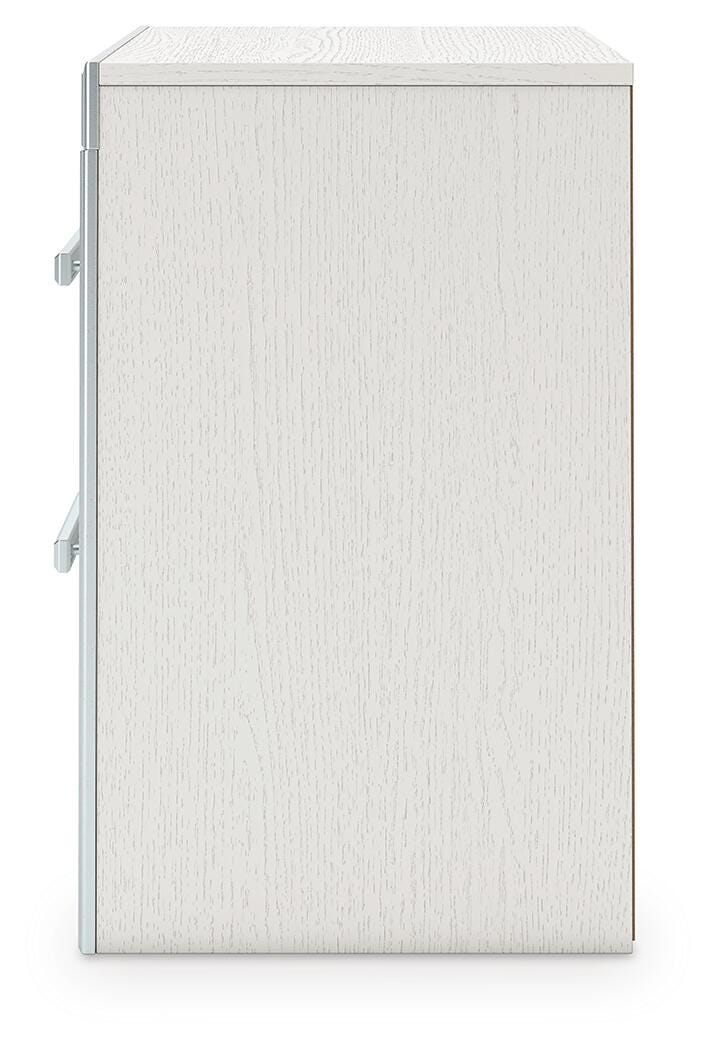 Zuraleus White King Upholstered Panel Bed, Dresser, Mirror and Nightstand (Online Special Price)