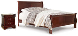 Alisdair Reddish Brown Queen Sleigh Bed and Nightstand